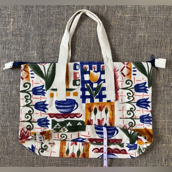 Tote Bag Spring Canvas Colorful Patterned Floral/Abstract Design NEW - Picture 4 of 9